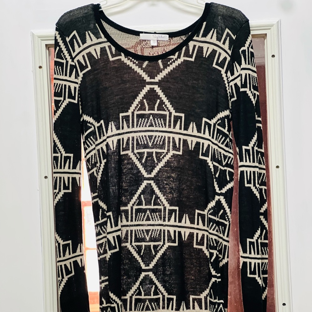Say What? Pretty Black-White Long Sweater